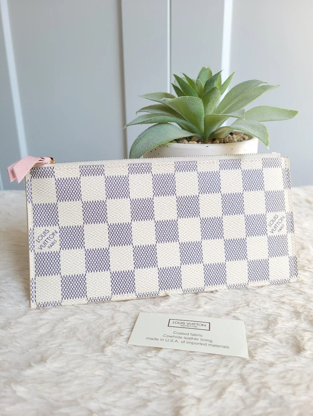 Louis Vuitton FELICIE Insert Coin Make Up Purse Wallet Damier Azur Rose